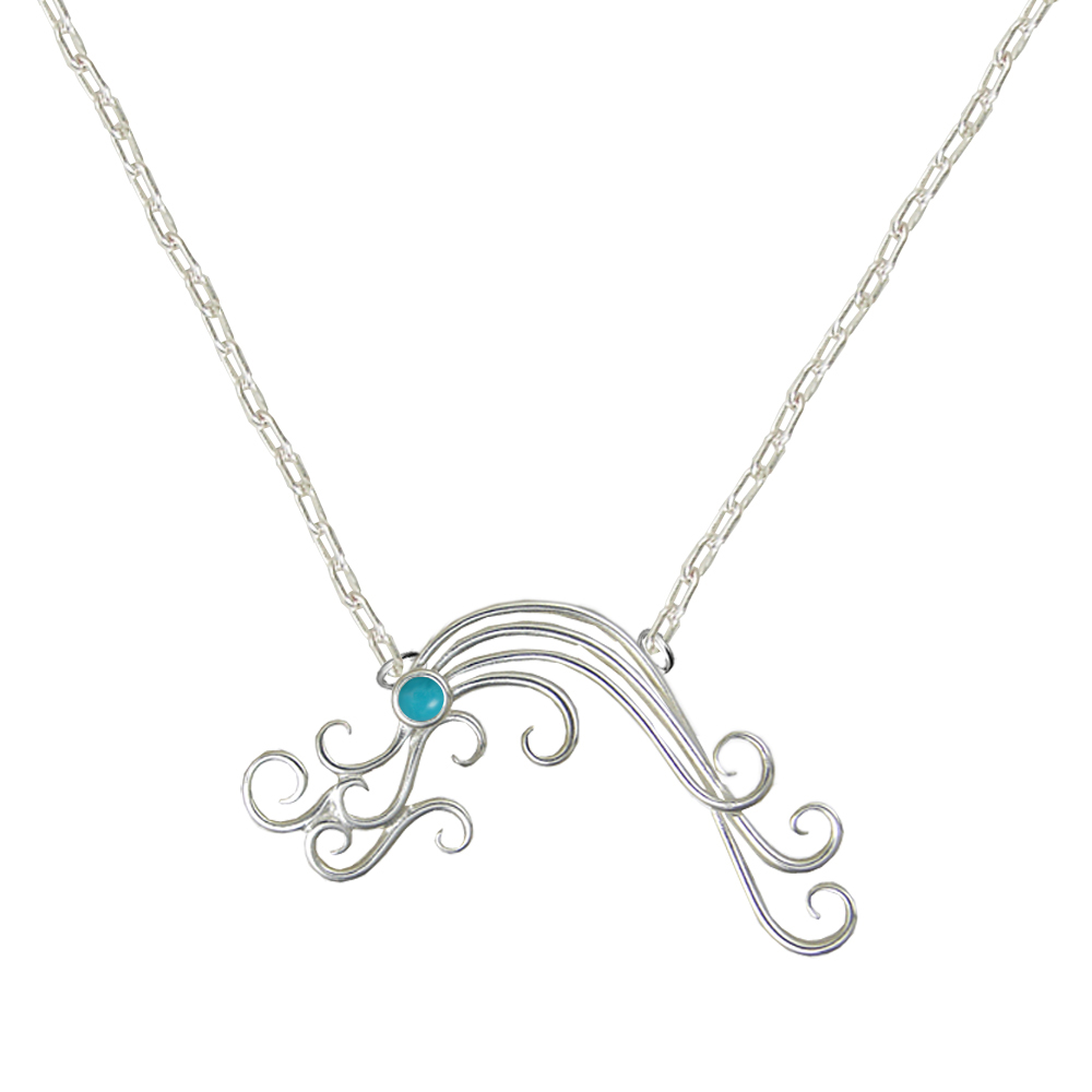 Sterling Silver Gentle Sea Breeze Necklace With Turquoise